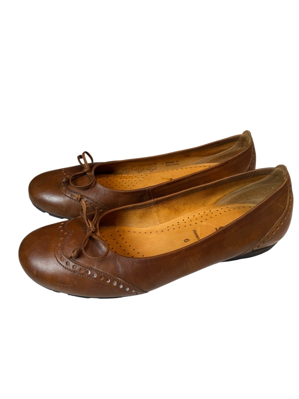 Gabor Hovercraft Cognac Brown Leather Brogue Wingtip Ballet Flats 9 (UK 6)